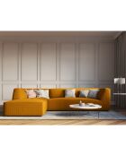 Canapé d'angle gauche Velours Sao 4 Places jaune - 273x180x69 cm