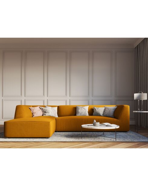 Canapé d'angle gauche Velours Sao 4 Places jaune - 273x180x69 cm