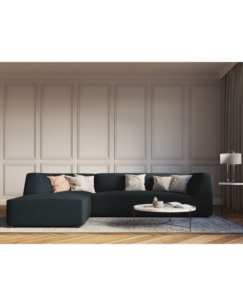 Canapé d'angle gauche Velours Sao 4 Places bleu - 273x180x69 cm