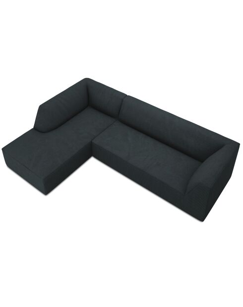 Linkes Ecksofa Velours Sao 4 Seater blau - 273x180x69 cm