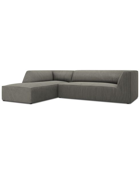 Canapé d'angle gauche Velours Sao 4 Places gris clair - 273x180x69 cm