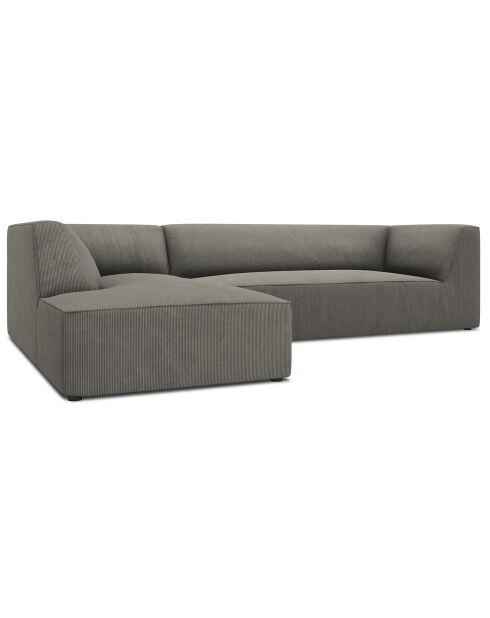 Canapé d'angle gauche Velours Sao 4 Places gris clair - 273x180x69 cm