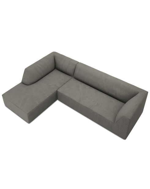 Canapé d'angle gauche Velours Sao 4 Places gris clair - 273x180x69 cm