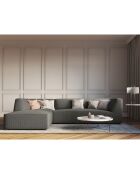 Canapé d'angle gauche Velours Sao 4 Places gris clair - 273x180x69 cm