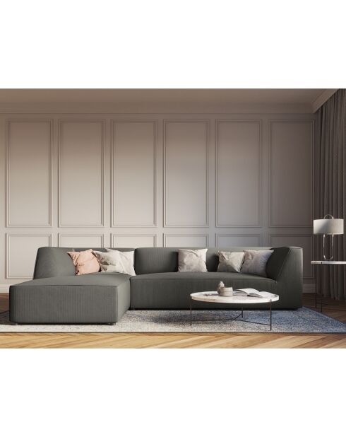 Canapé d'angle gauche Velours Sao 4 Places gris clair - 273x180x69 cm