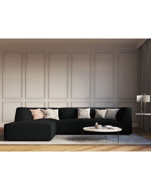 Canapé d'angle gauche Velours Sao 4 Places noir - 273x180x69 cm