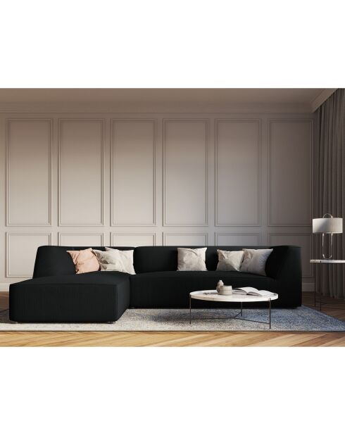 Canapé d'angle gauche Velours Sao 4 Places noir - 273x180x69 cm