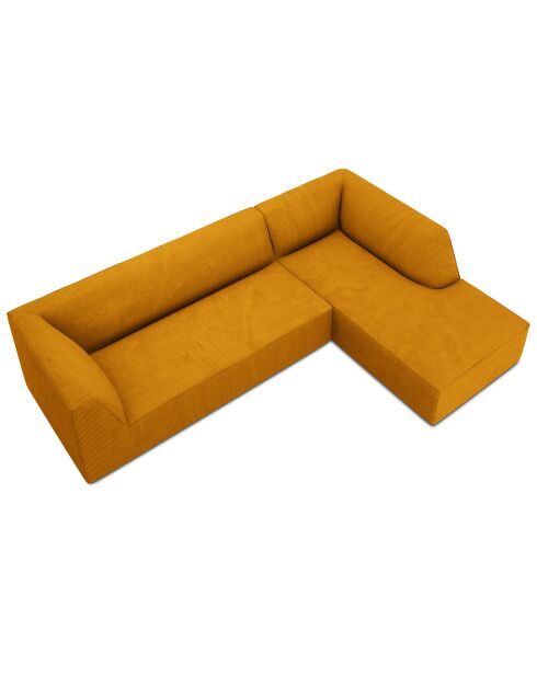 Canapé d'angle droit Velours côtelé Sao 4 Places jaune - 273x180x69 cm