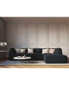 Canapé d'angle droit Velours côtelé Sao 4 Places bleu - 273x180x69 cm