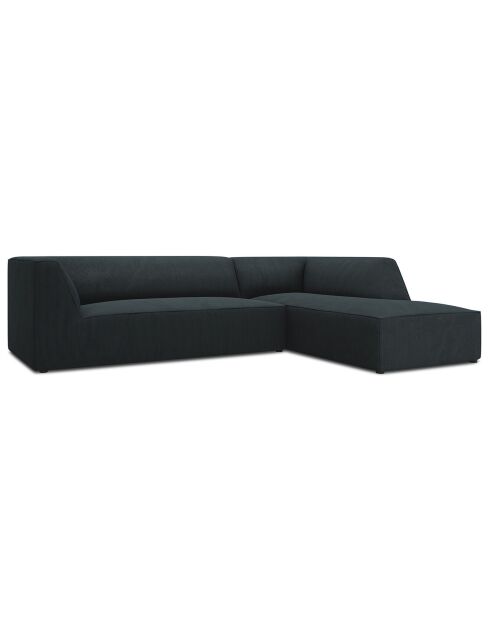 Canapé d'angle droit Velours côtelé Sao 4 Places bleu - 273x180x69 cm