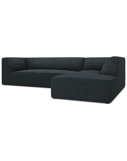 Canapé d'angle droit Velours côtelé Sao 4 Places bleu - 273x180x69 cm