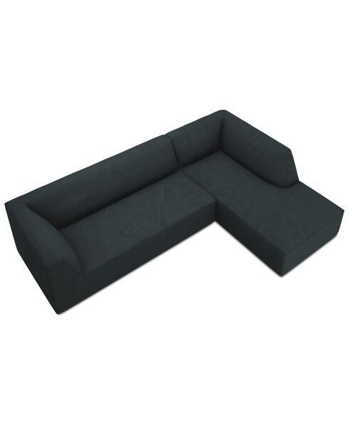 Divano angolare destro Sao corduroy 4 posti blu - 273x180x69 cm