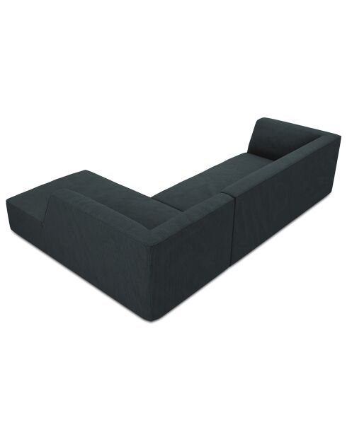 Canapé d'angle droit Velours côtelé Sao 4 Places bleu - 273x180x69 cm