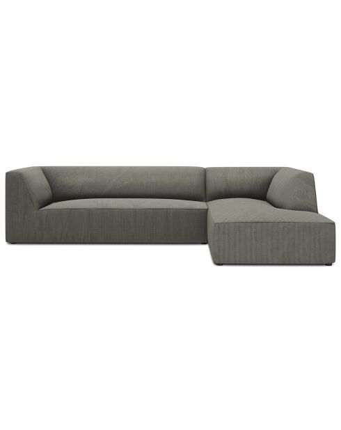 Canapé d'angle droit Velours côtelé Sao 4 Places gris clair - 273x180x69 cm