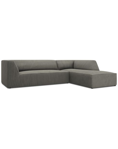 Canapé d'angle droit Velours côtelé Sao 4 Places gris clair - 273x180x69 cm