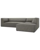 Canapé d'angle droit Velours côtelé Sao 4 Places gris clair - 273x180x69 cm