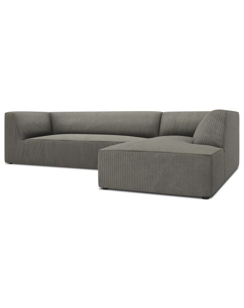 Canapé d'angle droit Velours côtelé Sao 4 Places gris clair - 273x180x69 cm
