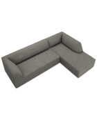 Canapé d'angle droit Velours côtelé Sao 4 Places gris clair - 273x180x69 cm