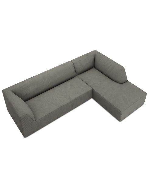 Canapé d'angle droit Velours côtelé Sao 4 Places gris clair - 273x180x69 cm