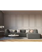 Canapé d'angle droit Velours côtelé Sao 4 Places gris clair - 273x180x69 cm