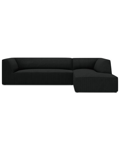 Canapé d'angle droit Velours côtelé Sao 4 Places noir - 273x180x69 cm