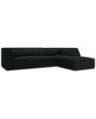 Canapé d'angle droit Velours côtelé Sao 4 Places noir - 273x180x69 cm