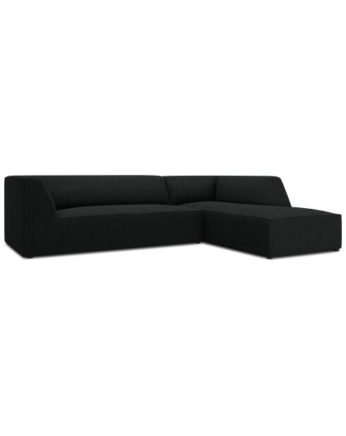 Canapé d'angle droit Velours côtelé Sao 4 Places noir - 273x180x69 cm