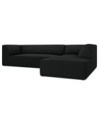 Canapé d'angle droit Velours côtelé Sao 4 Places noir - 273x180x69 cm