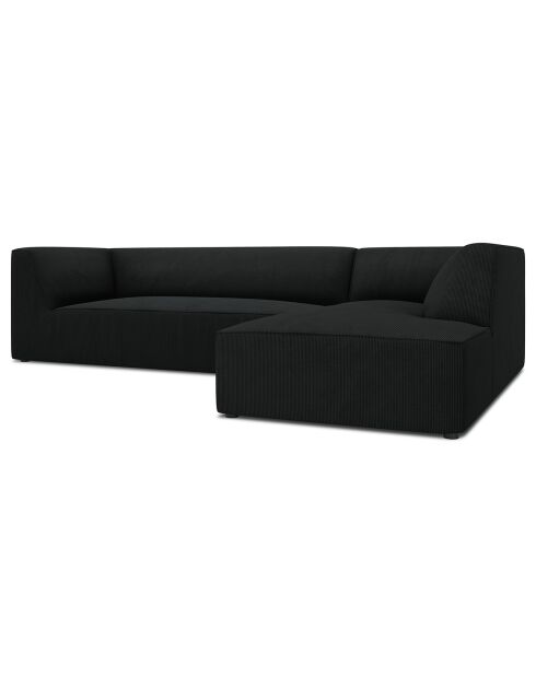 Canapé d'angle droit Velours côtelé Sao 4 Places noir - 273x180x69 cm