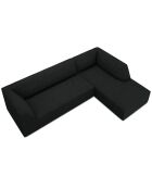 Canapé d'angle droit Velours côtelé Sao 4 Places noir - 273x180x69 cm