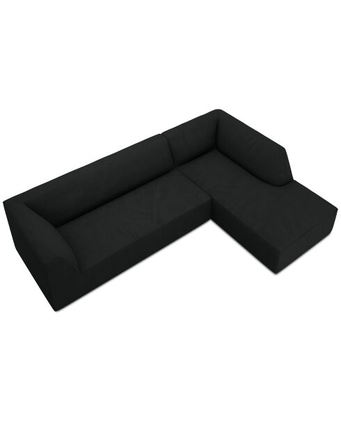 Canapé d'angle droit Velours côtelé Sao 4 Places noir - 273x180x69 cm
