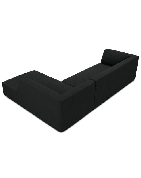 Canapé d'angle droit Velours côtelé Sao 4 Places noir - 273x180x69 cm