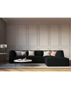 Canapé d'angle droit Velours côtelé Sao 4 Places noir - 273x180x69 cm