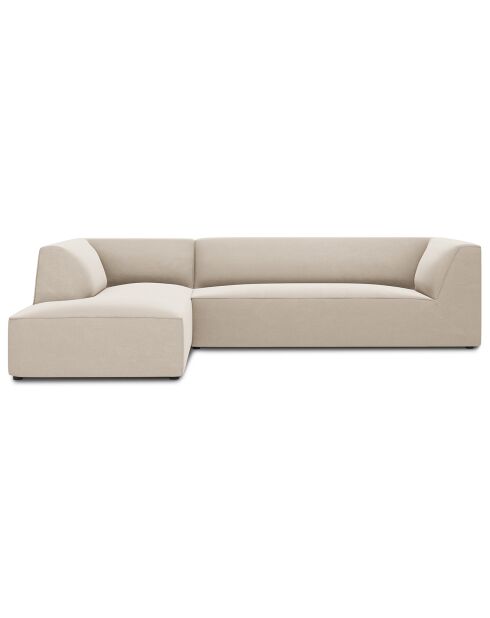 Canapé d'angle gauche Velours Sao 4 Places beige - 273x180x69 cm