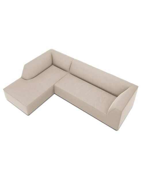Canapé d'angle gauche Velours Sao 4 Places beige - 273x180x69 cm