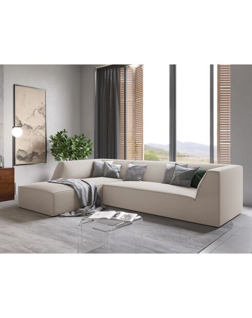 Canapé d'angle gauche Velours Sao 4 Places beige - 273x180x69 cm