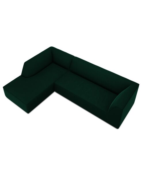 Canapé d'angle gauche Velours Sao 4 Places vert bouteille - 273x180x69 cm