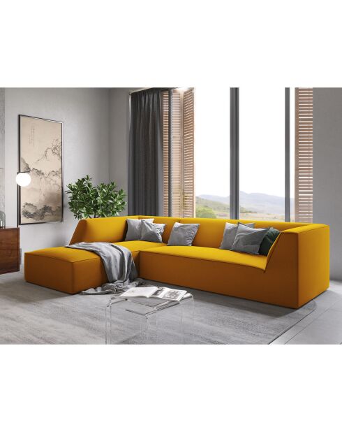 Canapé d'angle gauche Velours Sao 4 Places jaune - 273x180x69 cm