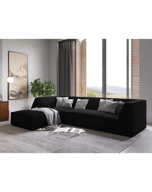 Canapé d'angle gauche Velours Sao 4 Places noir - 273x180x69 cm
