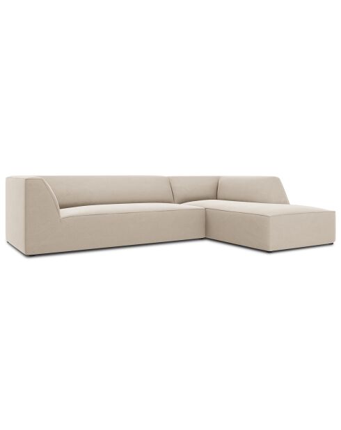 Canapé d'angle droit Velours Sao 4 Places beige - 273x180x69 cm