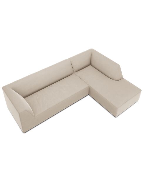 Canapé d'angle droit Velours Sao 4 Places beige - 273x180x69 cm