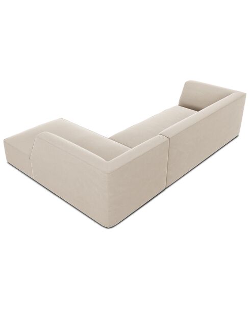 Canapé d'angle droit Velours Sao 4 Places beige - 273x180x69 cm