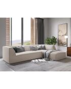 Canapé d'angle droit Velours Sao 4 Places beige - 273x180x69 cm