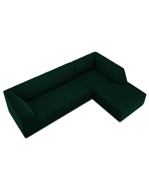 Canapé d'angle droit Velours Sao 4 Places vert bouteille - 273x180x69 cm