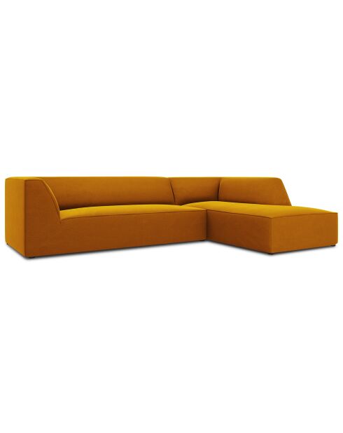 Canapé d'angle droit Velours Sao 4 Places jaune - 273x180x69 cm