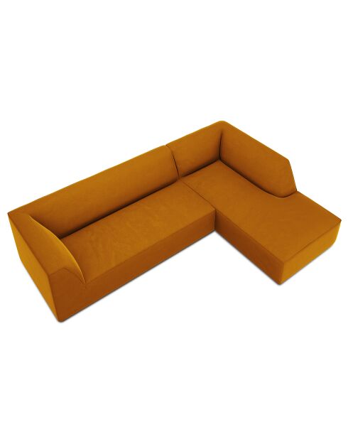 Canapé d'angle droit Velours Sao 4 Places jaune - 273x180x69 cm
