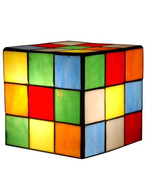 Lampe de chevet cube rubik multicolore 15x15x15 cm