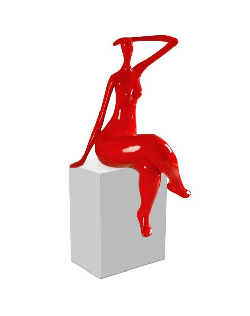 Sculpture Attente rouge - 38x21x17 cm