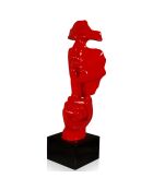 Sculpture Visage & Main rouge - 48x16x14 cm