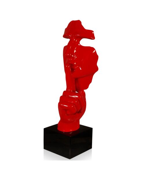 Sculpture Visage & Main rouge - 48x16x14 cm